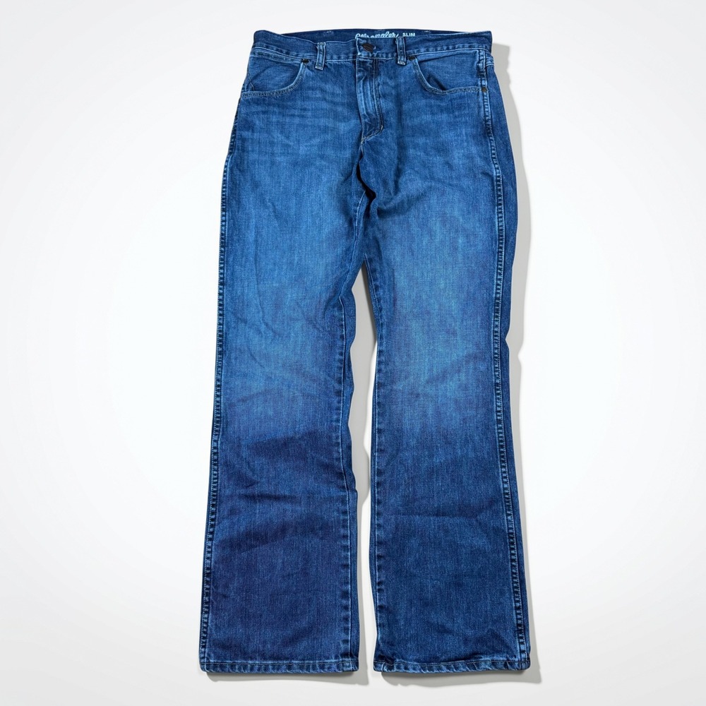 Wrangler Retro Slim Boot Jeans Mens 34x34 Blue Denim Western Cowboy Rodeo